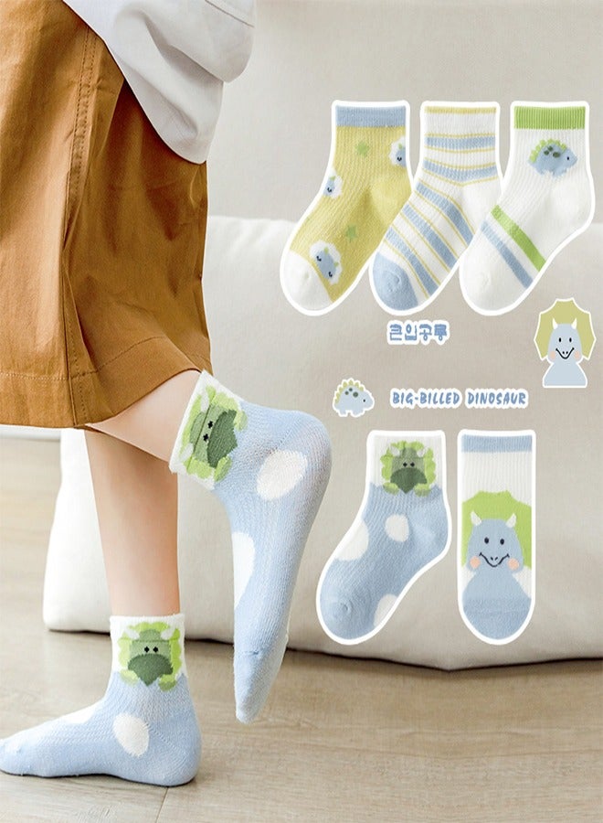 Socks The Latest Children's Socks For Boys And Girls Thin Socks Summer Thin Boat Socks Baby Cartoon Fishnet Socks 5 Pairs 3-5 Years Old - Image 1