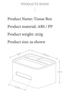 Alissa Plastic Tissue Box Holder, Drawer Storage Desk Storage Organizer Desktop Tissue Box Organizer Box Container for Home Kitchen Office Gray  - Image 5