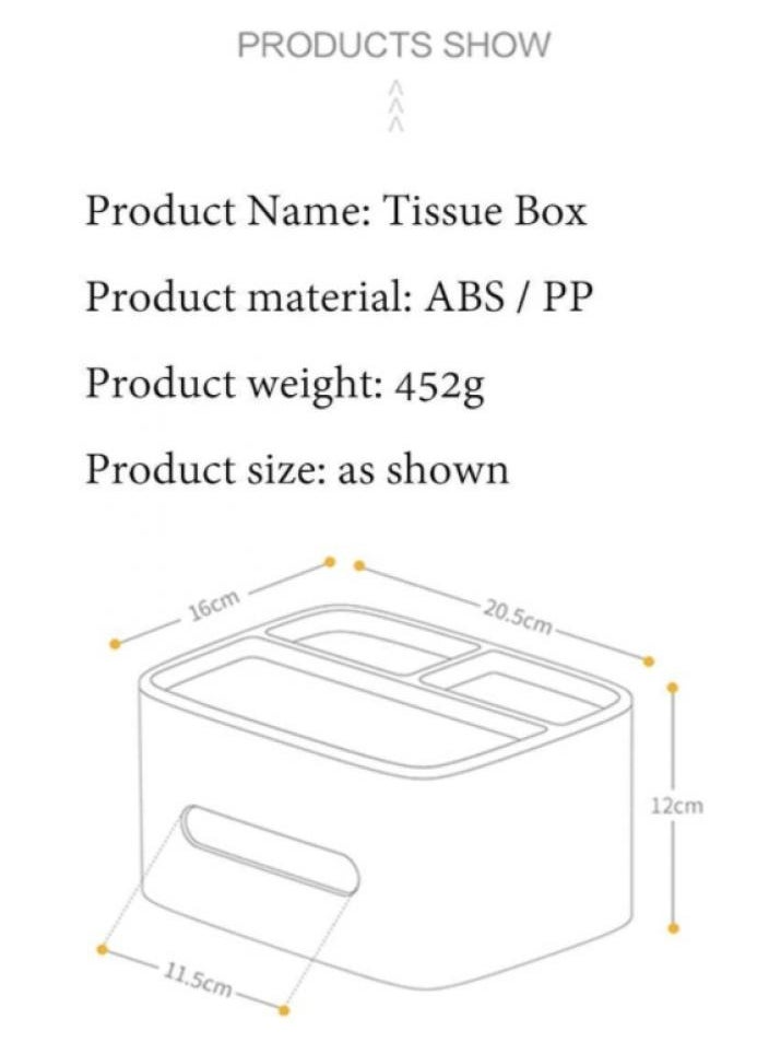 Plastic Tissue Box Holder, Drawer Storage Desk Storage Organizer Desktop Tissue Box Organizer Box Container for Home Kitchen Office Gray