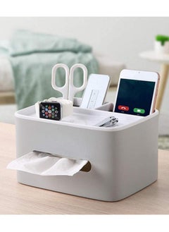 Alissa Plastic Tissue Box Holder, Drawer Storage Desk Storage Organizer Desktop Tissue Box Organizer Box Container for Home Kitchen Office Gray  - Image 3