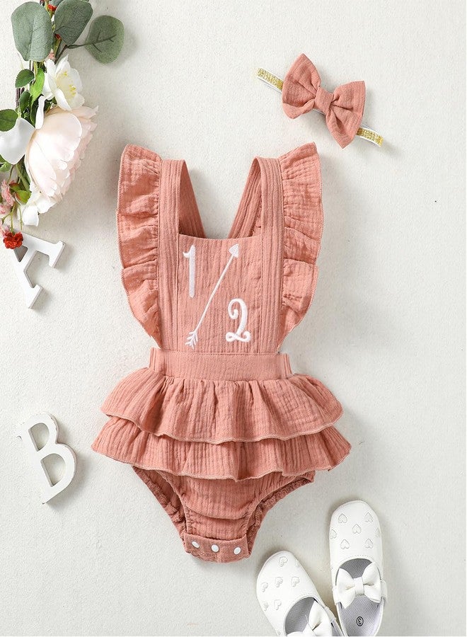 Happidoo Baby Girls Half Birthday Outfit 1/2 Birthday Clothes Romper Half Way to One Birthday Bodysuit (Pink,6-12 Months) - Image 2