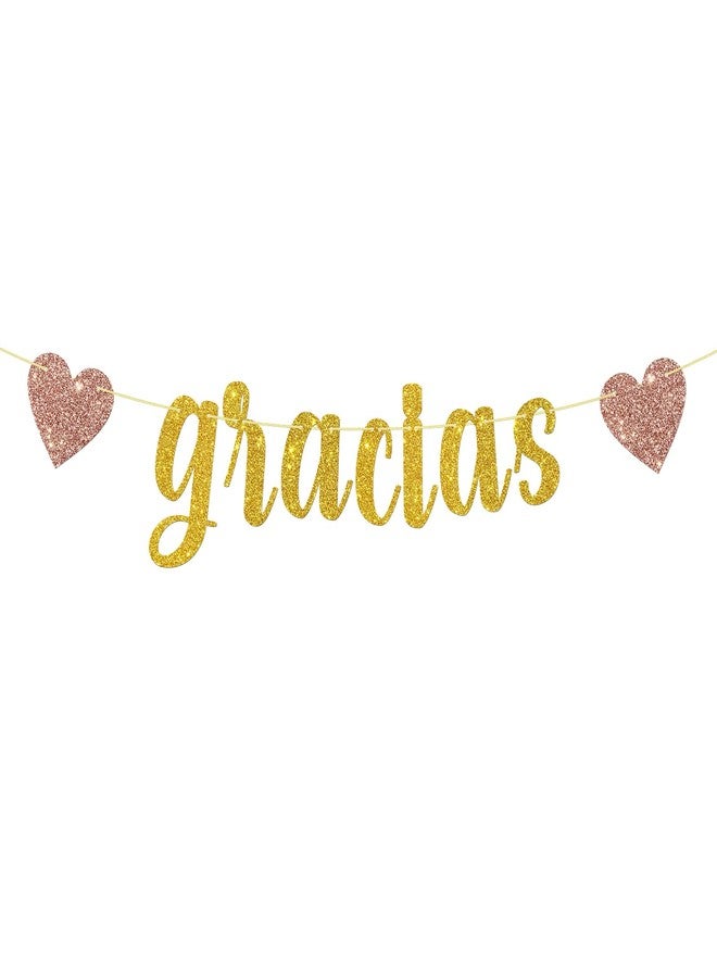 WeBenison Glitter Gracias Banner, Spanish Theme Thank You Party Supplies/Wedding/Baby Shower/Thanksgiving Party Decorations Gold - Image 1