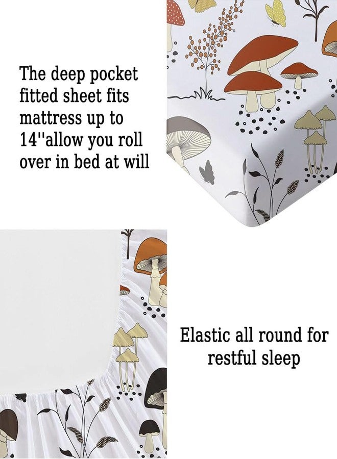 MUSOLEI Mushroom Bedding Set, Full, 3Pc, Deep Pocket, Cottagecore, for Kids, 03, Polyester Microfiber, Breathable, Fade Resistant, 54x75in, Includes Fitted Sheet & 2 Pillowcases - Image 4