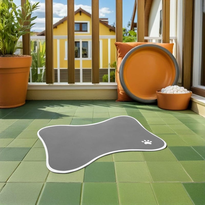 BESTonZON 2pcs Bone Shape Pet Feeding Mats Non-Slip Dog Bowl Rug with Paw Print Design Small Pet Food Tray for Cat and Puppy Feeding, Floor Protection Placemat for Indoor Use - Image 4