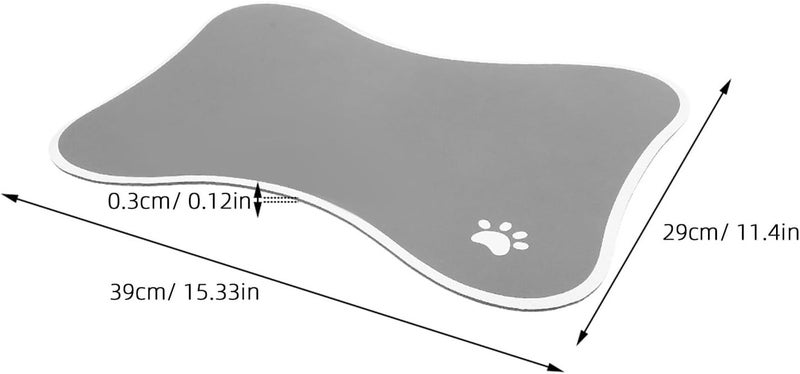 BESTonZON 2pcs Bone Shape Pet Feeding Mats Non-Slip Dog Bowl Rug with Paw Print Design Small Pet Food Tray for Cat and Puppy Feeding, Floor Protection Placemat for Indoor Use - Image 2