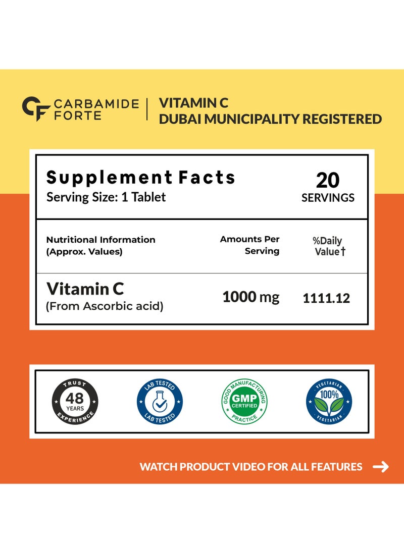 CARBAMIDE FORTE Vitamin C 1000mg  Effervescent Tablets - Orange Flavour  - Image 2