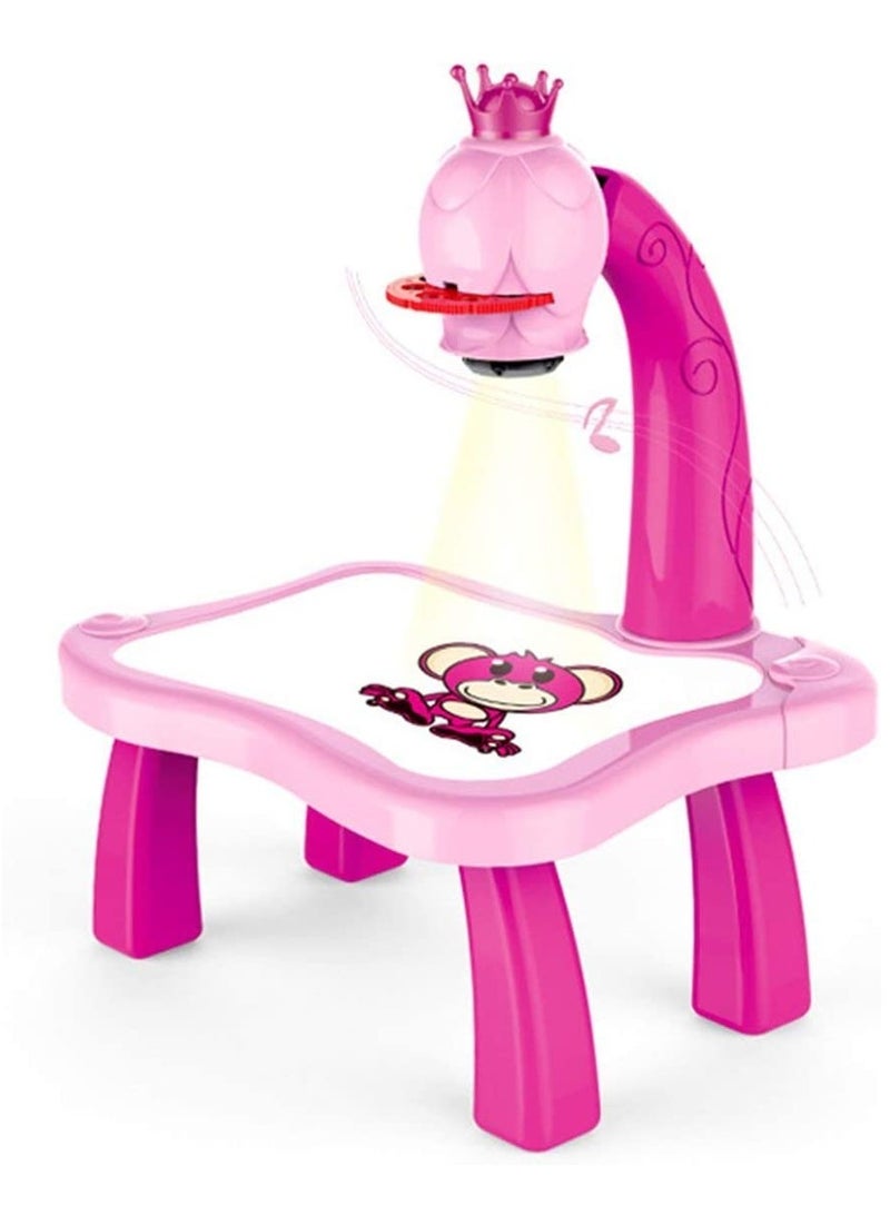ELTRAZONE Child Learning Desk With Smart Projector Kids Painting Table Toy With Light Music Children Educational Tool Drawing Table (pink) - Image 1