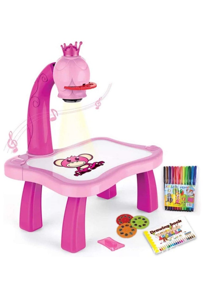 ELTRAZONE Child Learning Desk With Smart Projector Kids Painting Table Toy With Light Music Children Educational Tool Drawing Table (pink) - Image 2