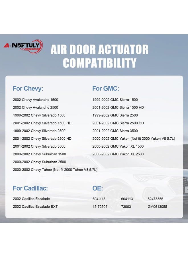 A-NAFTULY HVAC Blend Door Actuator, Fits for 1999-2002 Chevy Silverado 1500 2500 Suburban Tahoe Avalanche GMC Sierra Yukon Cadillac Escalade, Heater Air Vent Actuator, Replace# 604-113, 52473356 - Image 2