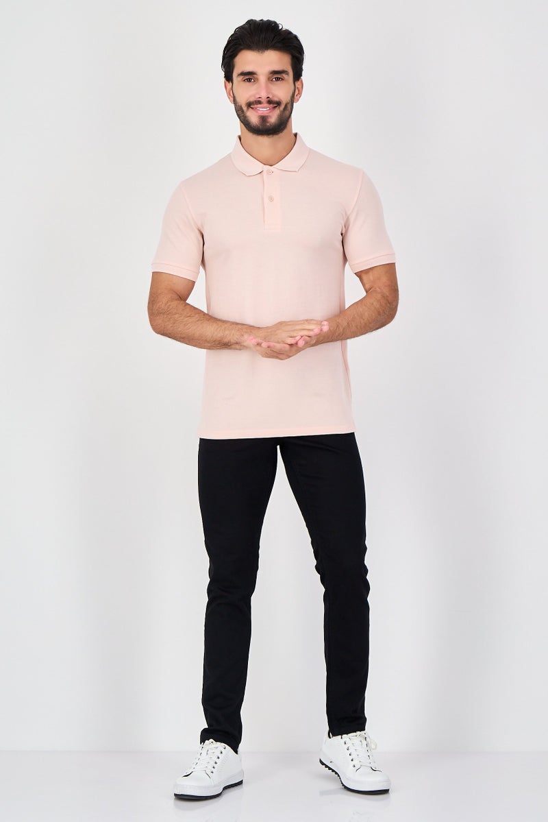 Celio قميص بولو قصير الأكمام للرجال بتصميم عادي، وردي - Image 3