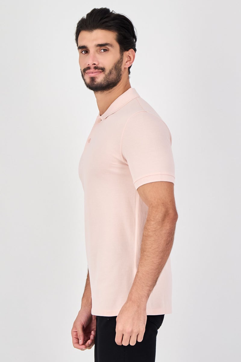 Celio قميص بولو قصير الأكمام للرجال بتصميم عادي، وردي - Image 4