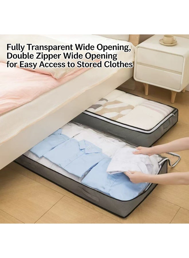 FDTY 2-Pack 75L Under Bed Storage Bins, Foldable Fabric Storage Bags with Transparent Window, Breathable Organizer for Clothes, Blankets, Comforters, Grey 39.3*19.7*5.9 in - Image 4