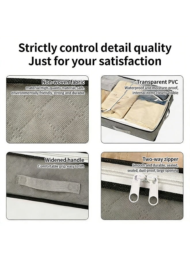 FDTY 2-Pack 75L Under Bed Storage Bins, Foldable Fabric Storage Bags with Transparent Window, Breathable Organizer for Clothes, Blankets, Comforters, Grey 39.3*19.7*5.9 in - Image 3