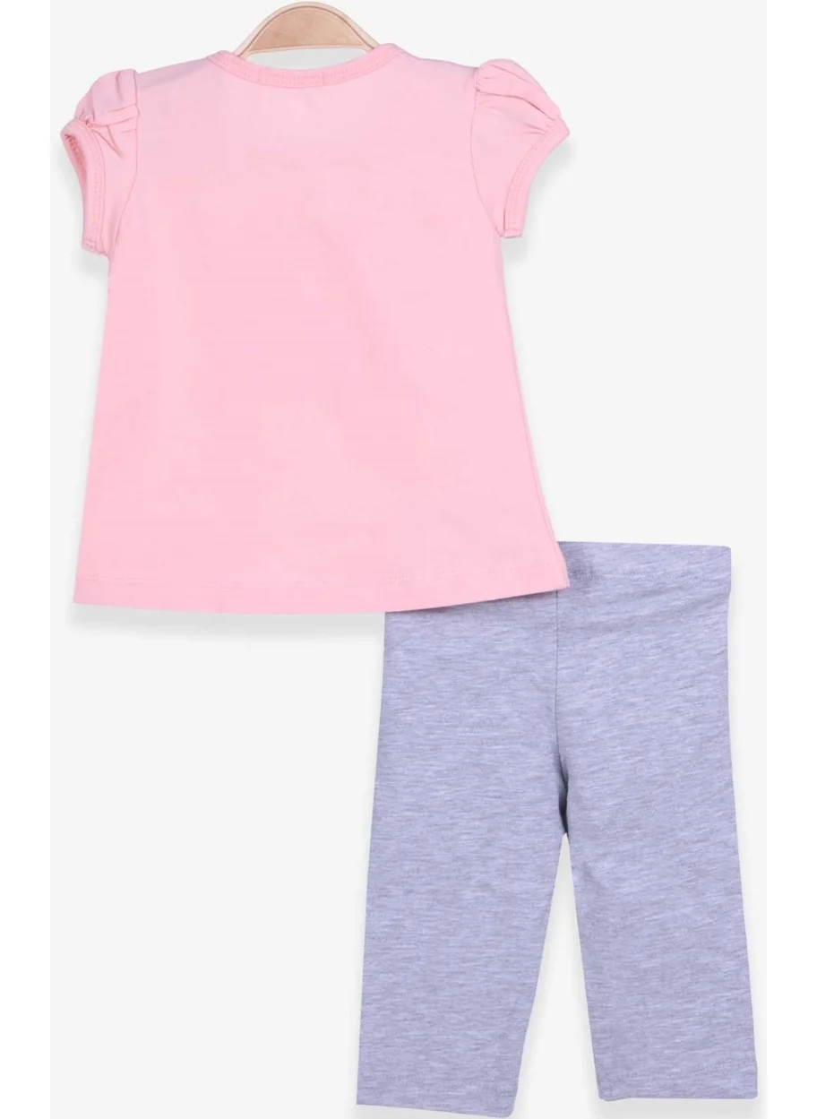 Breeze Girls' Capri Tights Set Bow Pompom Salmon (1-4 Years)