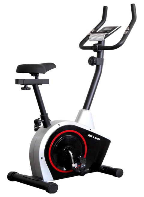 Upright Magnetic Exercise Bike | Elegant Black & Silver Design | 8-Level Resistance | 5Kg 2-Way Flywheel | FitShow App | Digital Display | 100Kg Max User | Portable Home Gym
