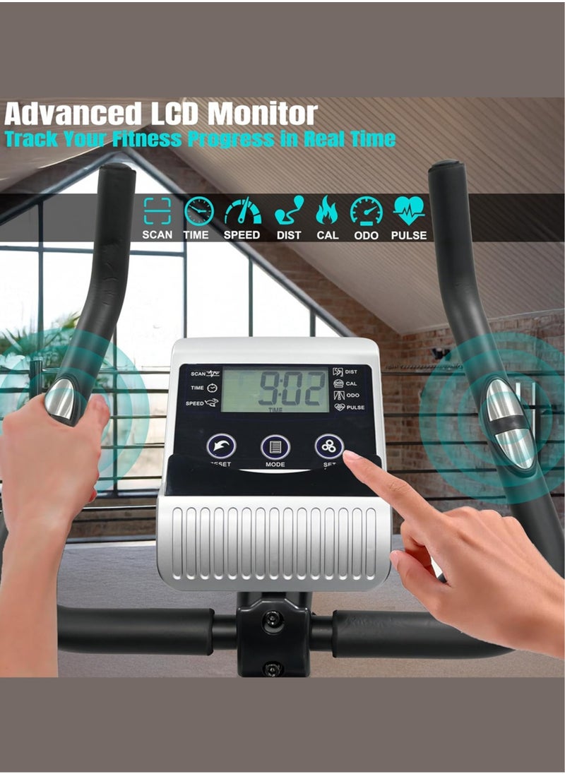 Sky Land Upright Magnetic Exercise Bike | Elegant Black & Silver Design | 8-Level Resistance | 5Kg 2-Way Flywheel | FitShow App | Digital Display | 100Kg Max User | Portable Home Gym  - Image 3