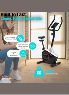 Sky Land Upright Magnetic Exercise Bike | Elegant Black & Silver Design | 8-Level Resistance | 5Kg 2-Way Flywheel | FitShow App | Digital Display | 100Kg Max User | Portable Home Gym  - Image 4