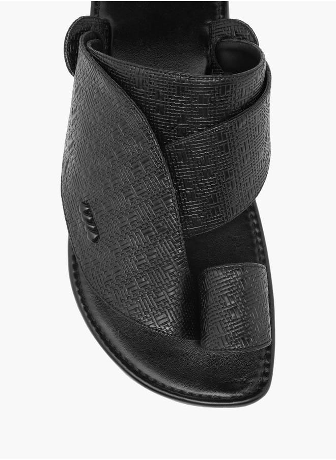 LBL by Shoexpress Men Textured Slip-On Arabic Sandals with Toe Loop Detail  - Image 3