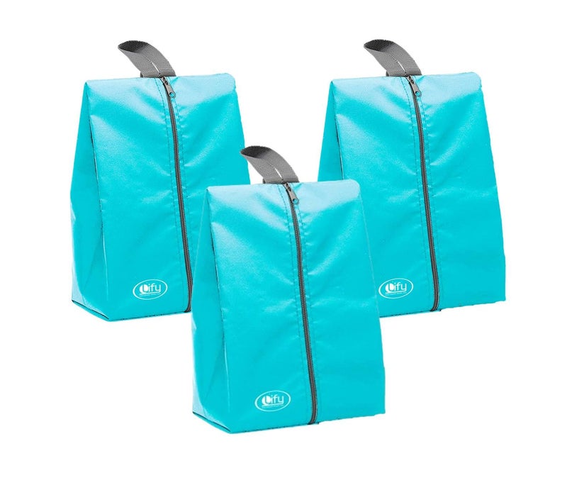 Lify Shoe Storage Organizer Bags Set, Water-Resistant Nylon Fabric with Sturdy Zipper for Traveling (Aqua Blue- 3Piece) - Image 1