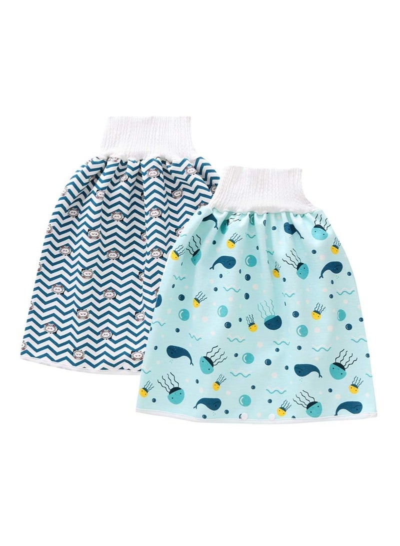 Captaintech Pack Baby Diaper Skirt,Washable Waterproof Toddler Potty Training Skirt Cotton Toilet Training Nappy Skirt for Baby Boys Girls(L Size) - Image 1