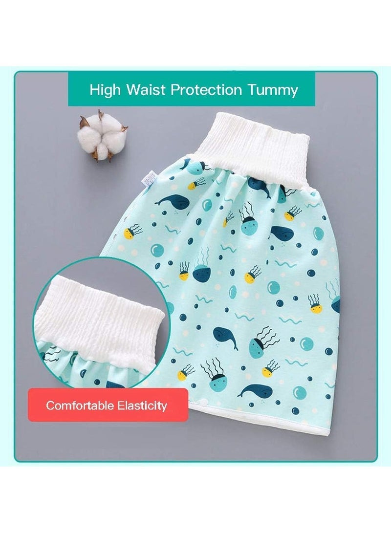 Captaintech Pack Baby Diaper Skirt,Washable Waterproof Toddler Potty Training Skirt Cotton Toilet Training Nappy Skirt for Baby Boys Girls(L Size) - Image 2