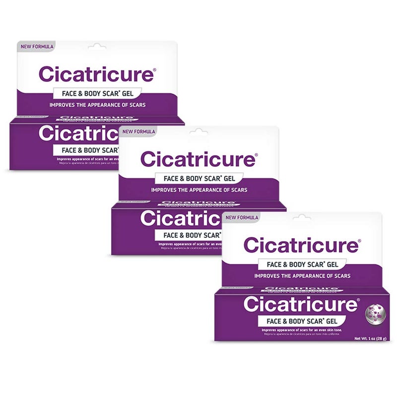 Cicatricure Face Body Advanced Scar Gel Scar Gel for Old New Scars Fades Stretch Marks Away Surgical Scars Injuries Burns for Adults Kids 1 oz 28g 3 Pack