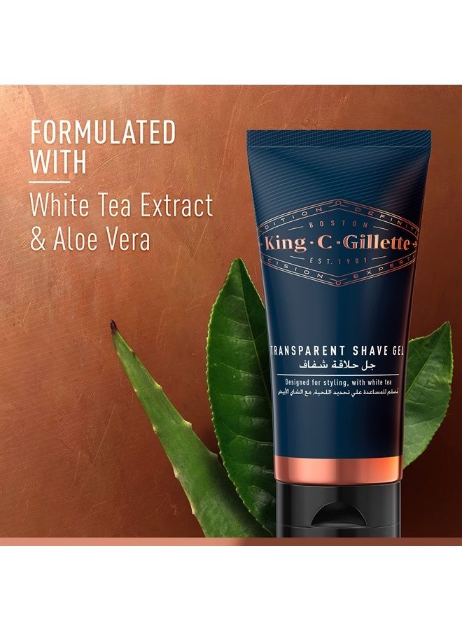 King C. Gillette جل حلاقة شفاف للرجال مع شاي أبيض وزيت أركان، 5 أونصات - Image 1