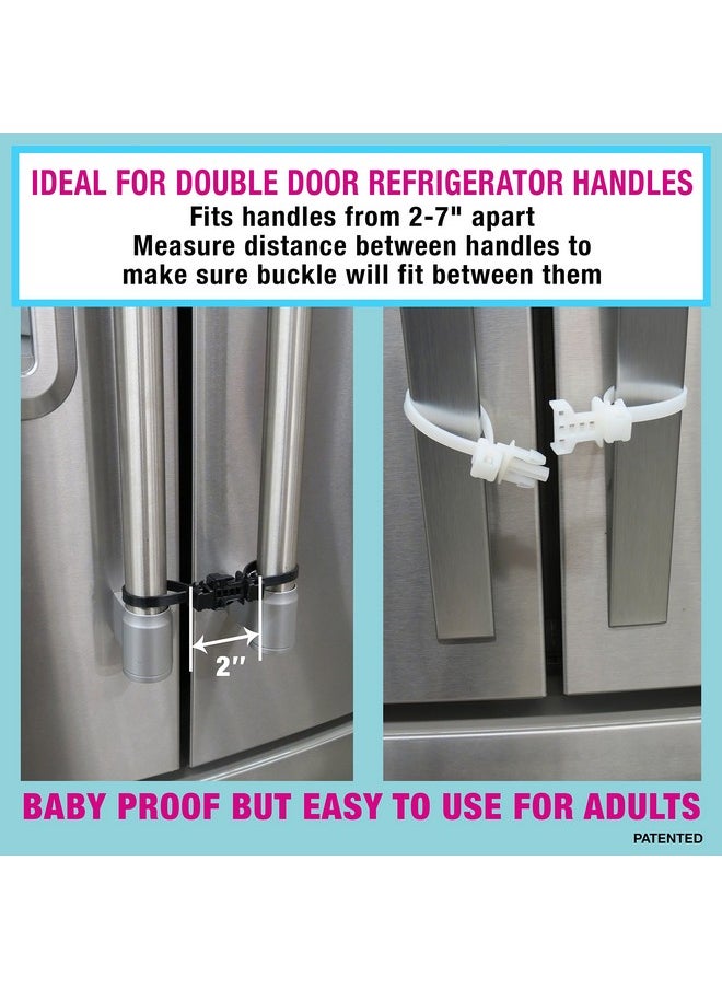 Kiscords - Baby Safety Cabinet Locks For Handles Child Safety Cabinet Latches For Home Safety Strap For Baby Proofing Cabinets Kitchen Door Rv No Drill No Screw No Adhesive /4 Pack (White) - Image 1