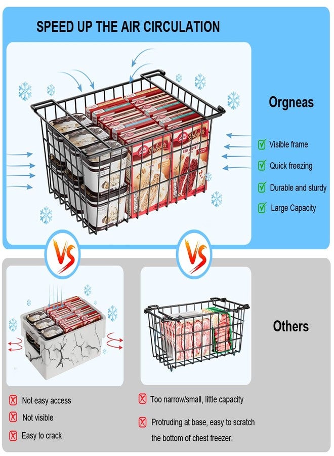 Orgneas Freezer Organizer Bins Baskets for Chest Deep Freezer, Stacking Large Container Organizer and Storage Baskets for Freezer Sort Frozen and Meats - Image 3