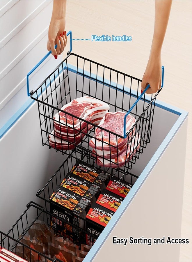 Orgneas Freezer Organizer Bins Baskets for Chest Deep Freezer, Stacking Large Container Organizer and Storage Baskets for Freezer Sort Frozen and Meats - Image 2