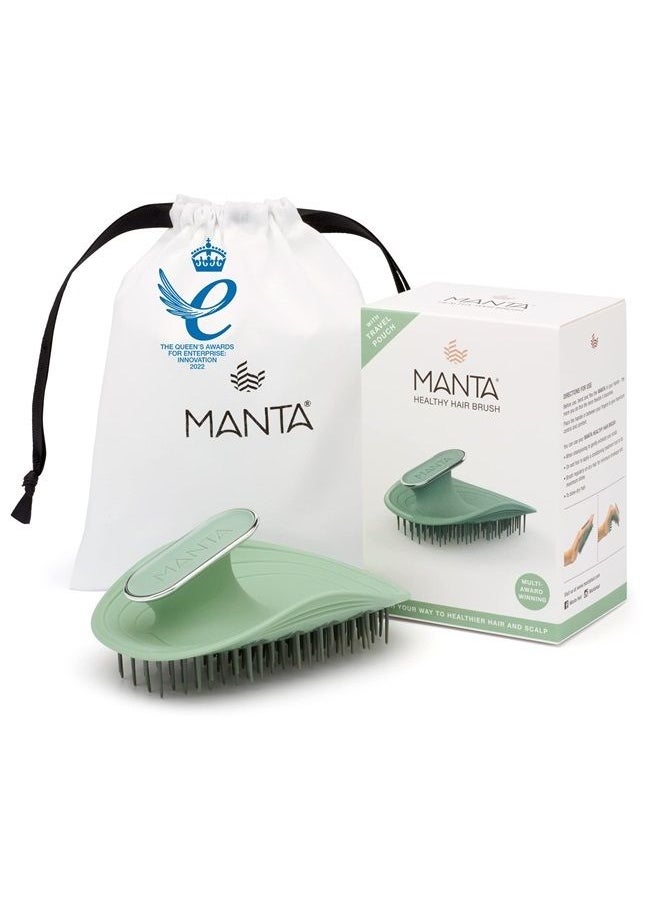 Manta - Manta Hair Hairbrush - Fully Flexible Hair Brush - Gentle Brush That Helps Prevent Hair Breakage - Scalp Care Massager and Detangler (Serene Green) - Image 1