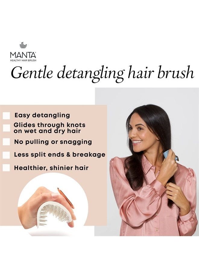 Manta - Manta Hair Hairbrush - Fully Flexible Hair Brush - Gentle Brush That Helps Prevent Hair Breakage - Scalp Care Massager and Detangler (Serene Green) - Image 1