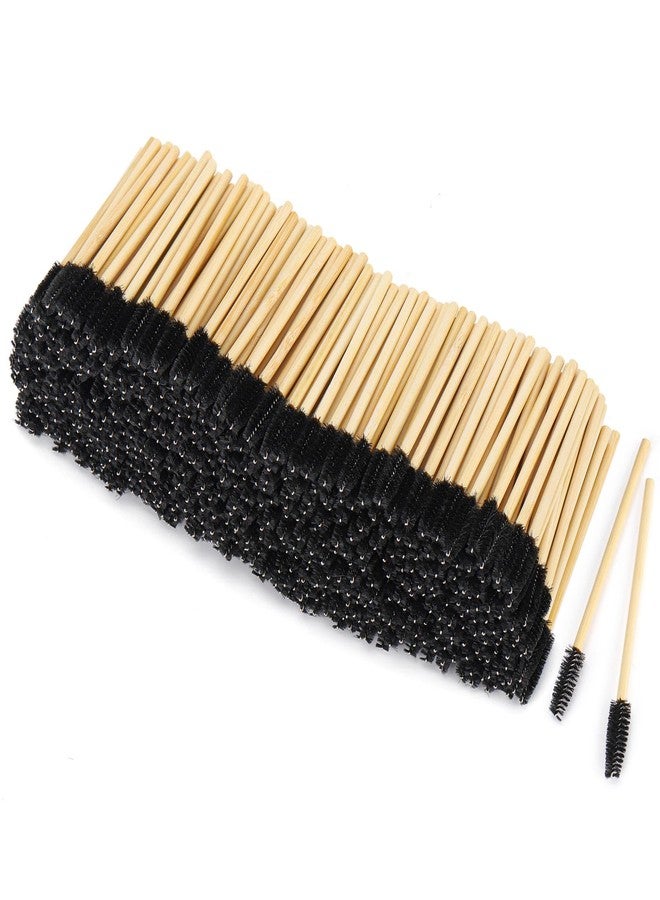 Tbestmax 500 Disposable Mascara Wands Eyelash Brush Spoolies for Eye Lash Extension Eyebrow Bamboo Stick Black - Image 1