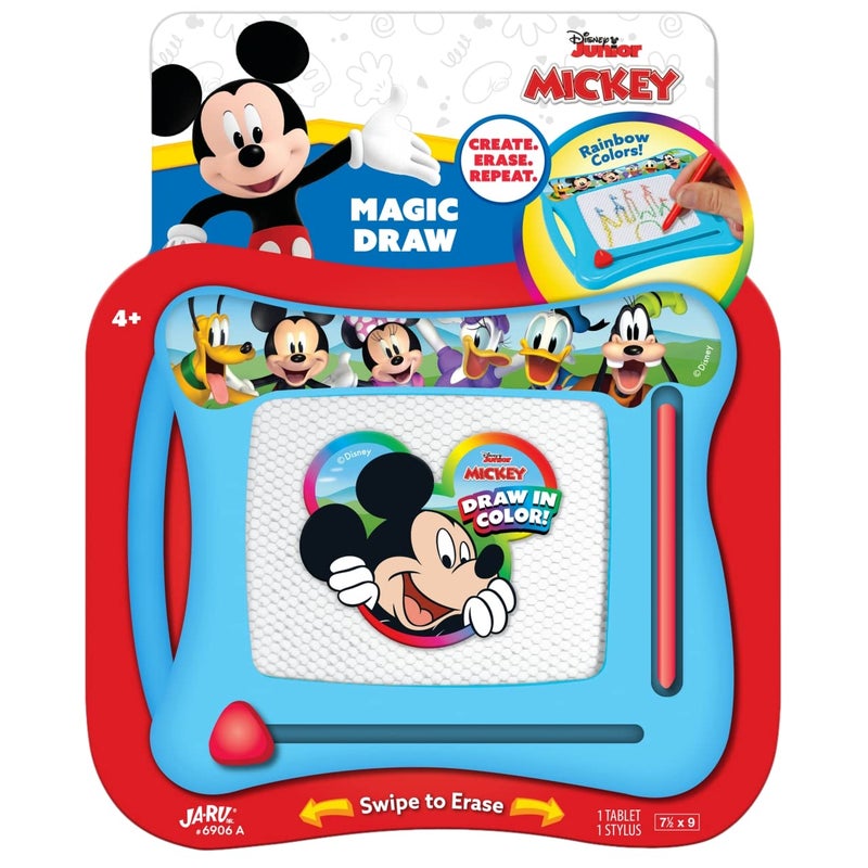 JARU Disney Mickey Mouse Magic Magnetic Drawing Board 1 Toy Draw Sketch Doodle Tablet for Kids Boys Girls Car Trip Game Activity Travel Toys MessFree Educational Learning Pad A69061s - Image 2