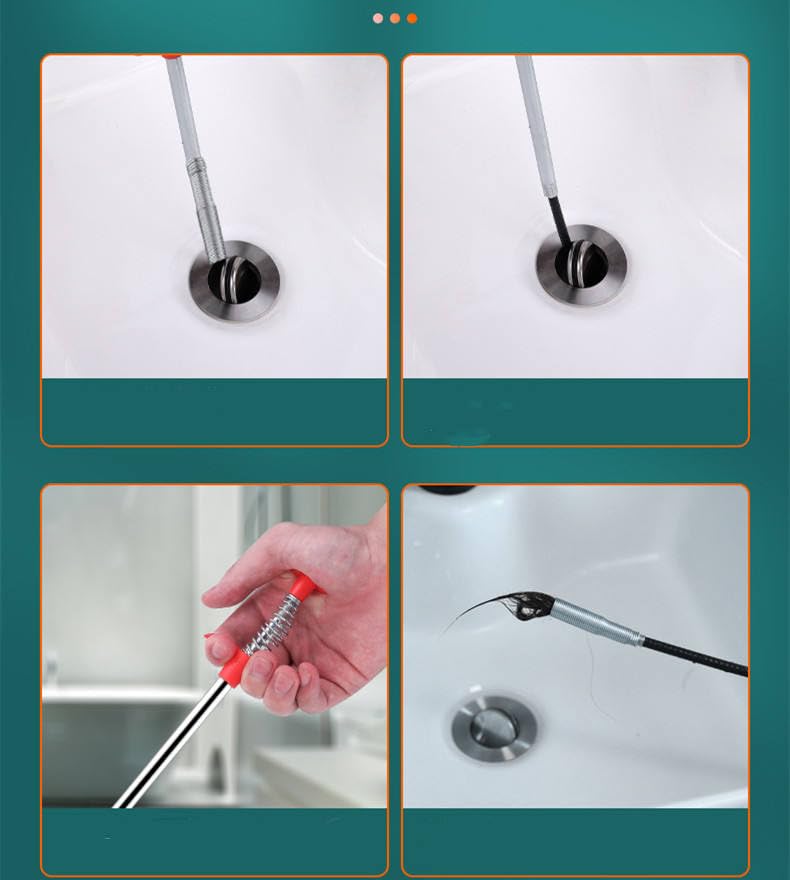MYORA Stainless Steel Drain Pipe Cleaning Spring Stick, Hair Catching Drain Pipe Cleaning Claw Wire, Sink Cleaning Stick Sewer Tub Dredge Remover, Spring Drain Pipe Basin Cleaner Tool, 5ft (160cm) - Image 2
