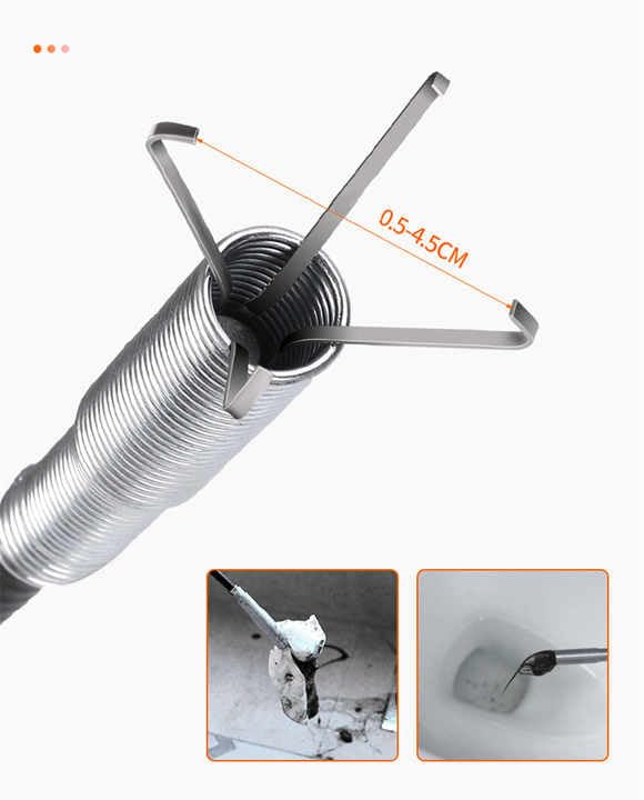 MYORA Stainless Steel Drain Pipe Cleaning Spring Stick, Hair Catching Drain Pipe Cleaning Claw Wire, Sink Cleaning Stick Sewer Tub Dredge Remover, Spring Drain Pipe Basin Cleaner Tool, 5ft (160cm) - Image 4