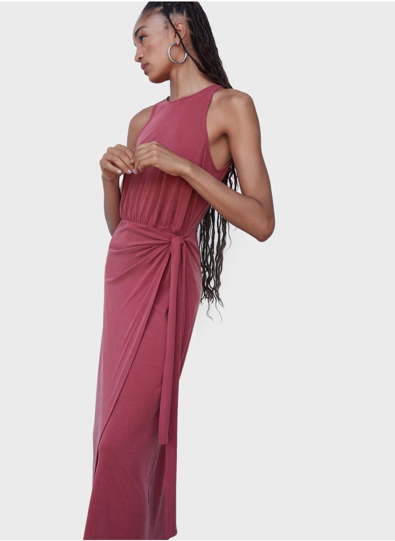MANGO - Tie Detail Knitted Dress - Image 1