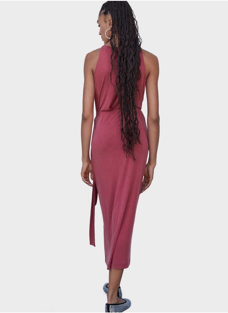 MANGO - Tie Detail Knitted Dress - Image 1
