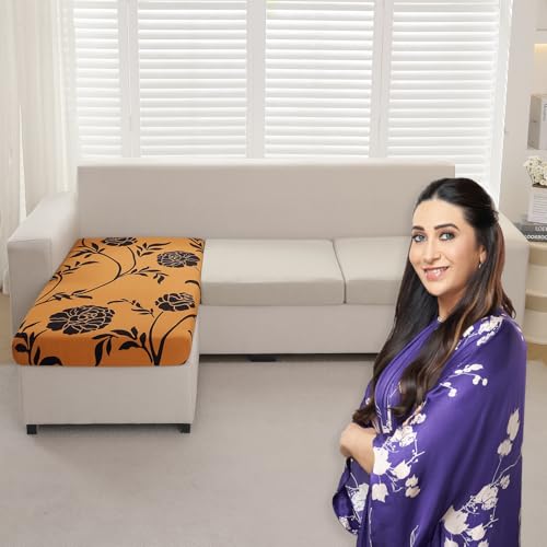 HOKIPO 'Elira Series' Elastic 140gsm Chaise Cover Sectional Couch Covers for L Shaped Sofa, 1 Piece Chaise Cover, Copper Brown Floral (AR-5351-C8) - Image 1