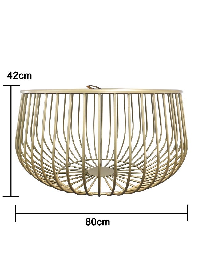 ebb & flow Moden & Elegant Iron Coffee Table For Living Room - Color: Gold - Dimensions: 80x80x42 CM - Image 5
