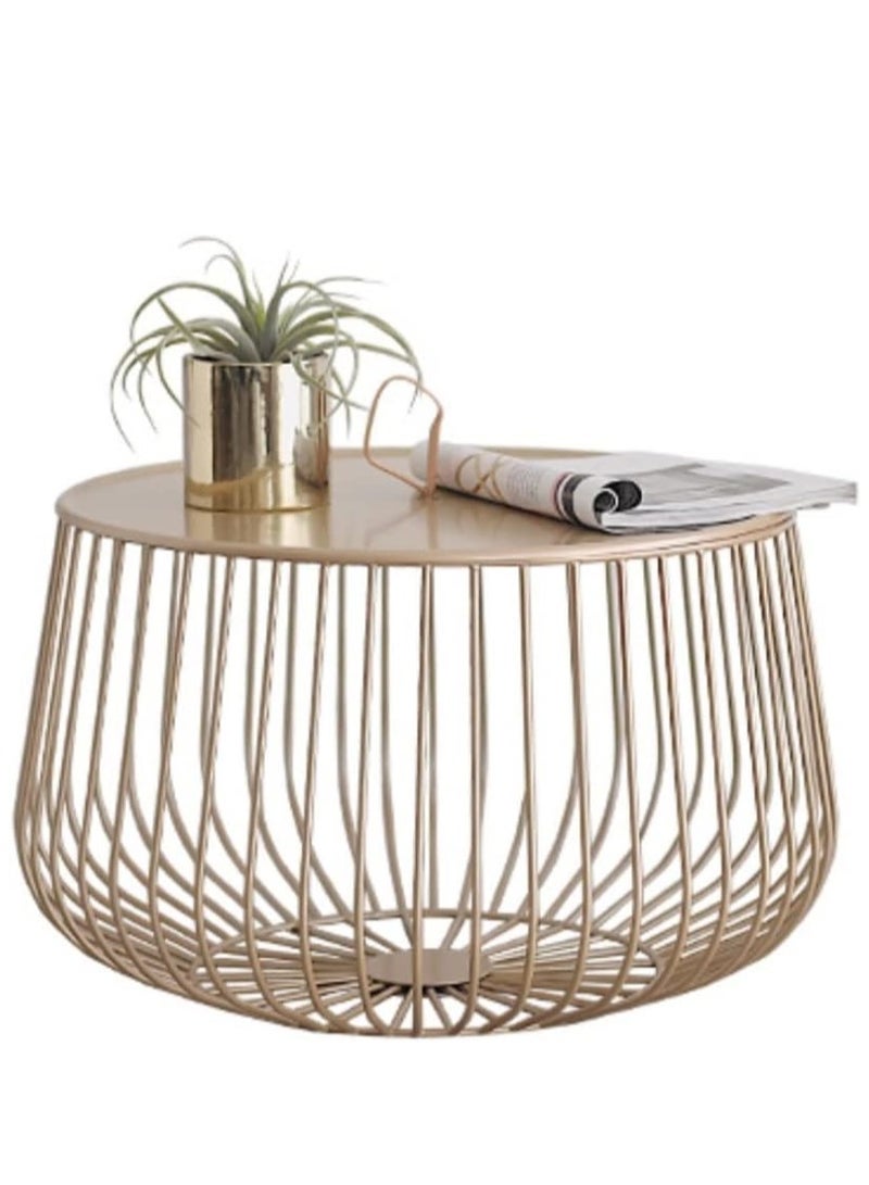 ايب اند فلو طاولة قهوة وسطية حديد عصرية و أنيقة لغرفة المعيشة - اللون: ذهبي - المقاس: 80x80x42 سم - Image 2