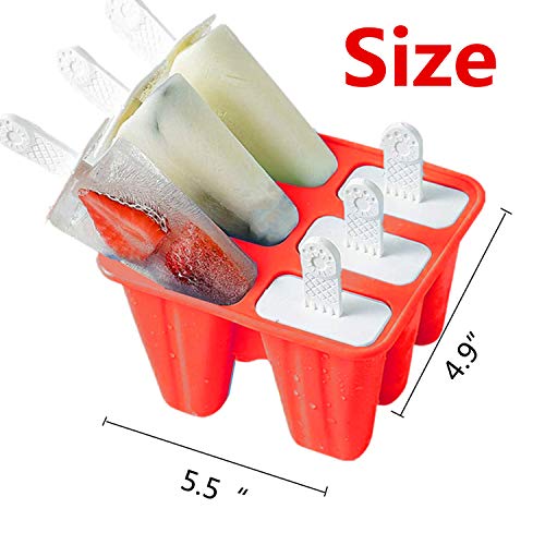 Bell Dream Popsicle Molds ，6 Pieces Silicone Ice Pop Models Popsicle Models Reusable Easy Release Ice Pop Maker (Red) - Image 2