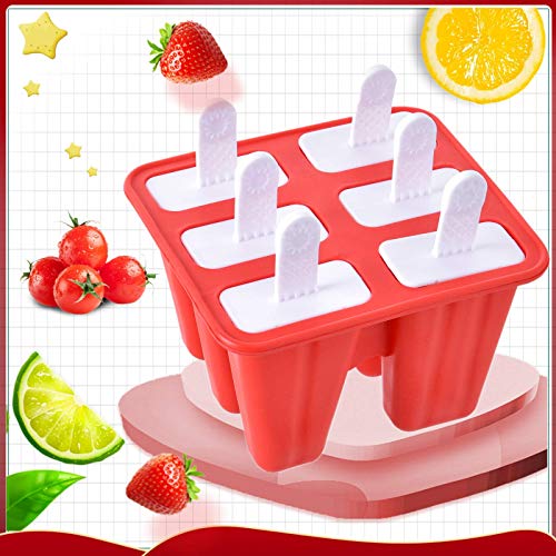 Bell Dream Popsicle Molds ，6 Pieces Silicone Ice Pop Models Popsicle Models Reusable Easy Release Ice Pop Maker (Red) - Image 3