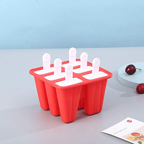 Bell Dream Popsicle Molds ，6 Pieces Silicone Ice Pop Models Popsicle Models Reusable Easy Release Ice Pop Maker (Red) - Image 5