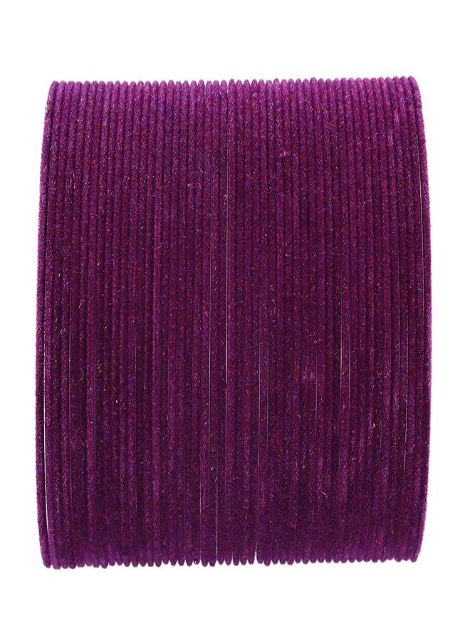 ZULKA Non-Precious Metal Base Metal with Velvet worked Glossy finished Bangle Set For Women/Girls, (Purple_2.8 Inches), Pack Of 48 Bangle Set - Image 1