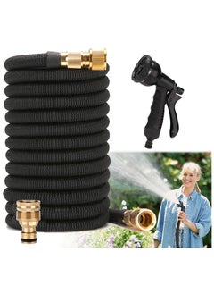 SYOSI Garden Hose 75ft,Expandable Garden Hose Pipe with 8 Modes Water Spray Gun, 12" 34" Solid Brass Fittings,Leak Proof Garden Hosepipe for Gardening, Watering and Cleaning  - Image 1