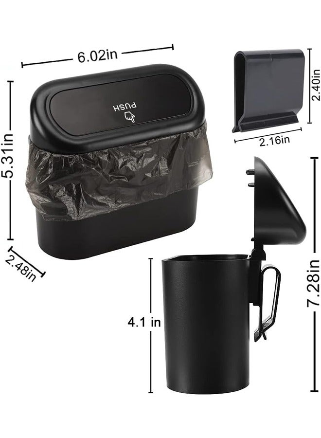 2 Packs Car Trash Can with Lid, Mini Auto Dustbin Garbage Organizer Holder, Automotive Storage Container Bin with 5 Rolls of Garbage Bags (Random Color) for Vehicle, Home, Office - Image 2