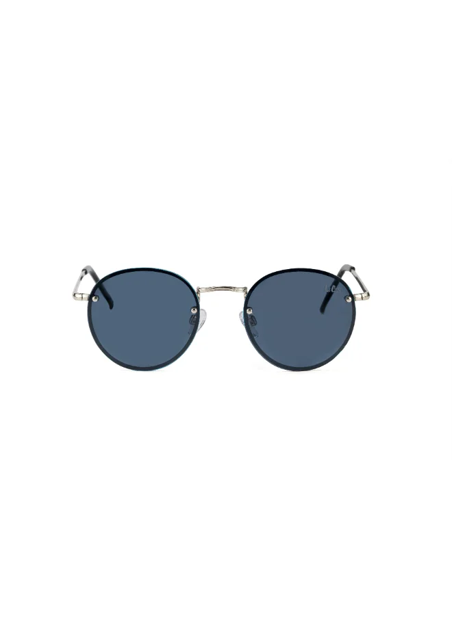 Lee Cooper Polarized Sunglasses Silver Frame Dark Blue Mirror Lens 53mm  - LC1212C02