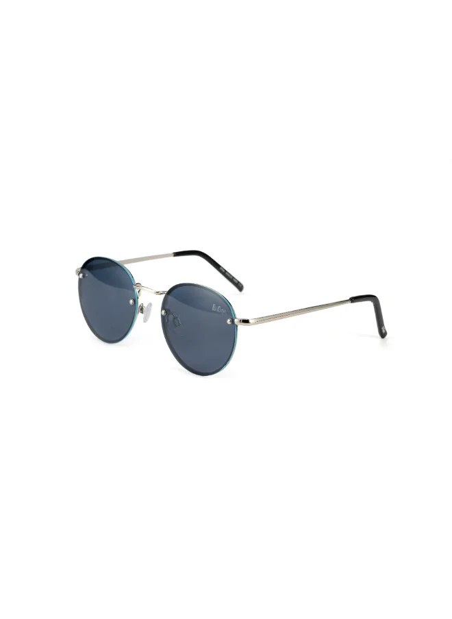 Lee Cooper Polarized Sunglasses Silver Frame Dark Blue Mirror Lens 53mm  - LC1212C02