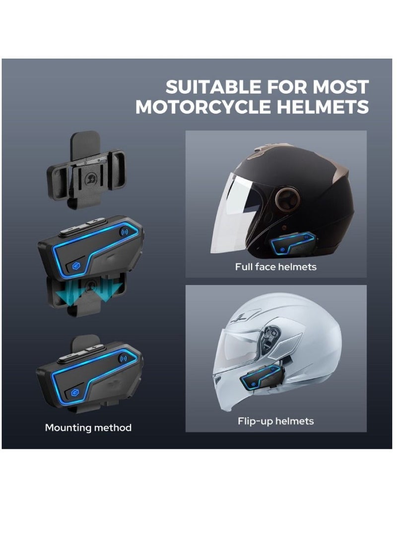 ارواق سماعة رأس بلوتوث للدراجات النارية GX10 10 رايدرز BT إنترفون مع راديو FM ومكبر صوت 2 قطعة - Image 1